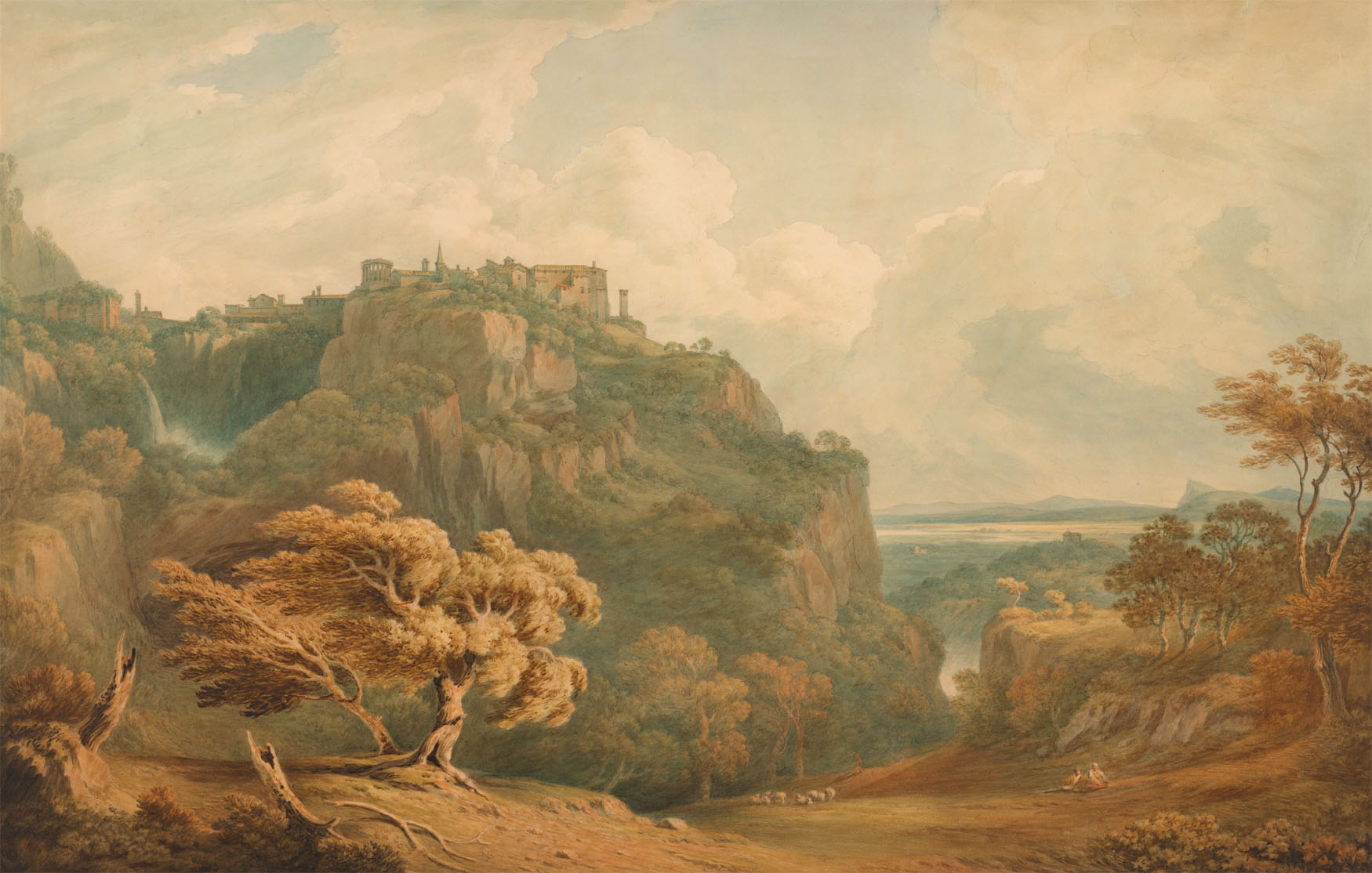 John Warwick Smith,Vue sue Tivoli en regardant vers Rome ( ?, avant 1831, date indéterminée)